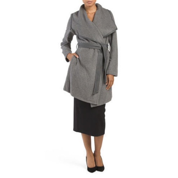 Nanette Lepore Shawl Collar Wool Tie Waist Wrap Coat Gray M/L Nwt $325 - Picture 1 of 4